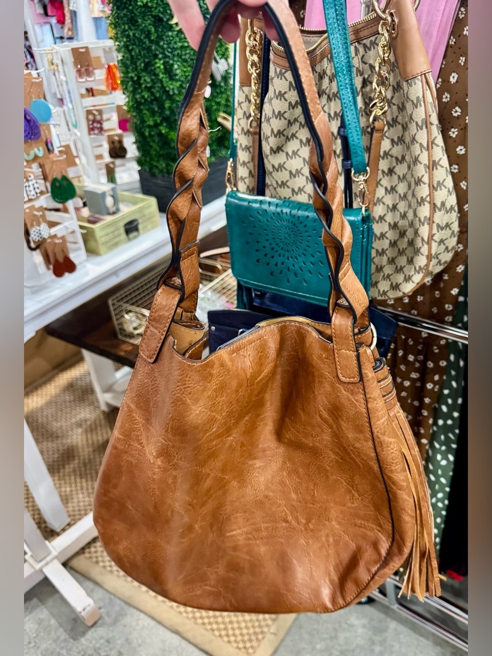 Women's Tan Hobo Bag with Twisted Strap